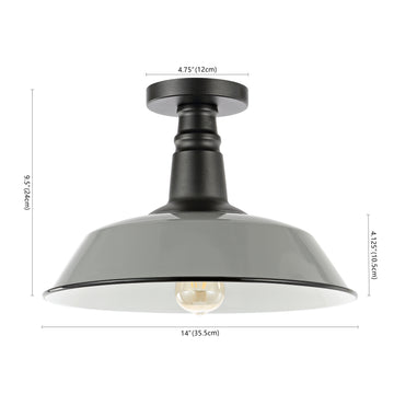 Camila 14" Classic Industrial Indoor/Outdoor Iron LED Semi Flush Mount